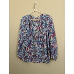 Lilly Pulitzer Blue and Pink Button Down Shirt